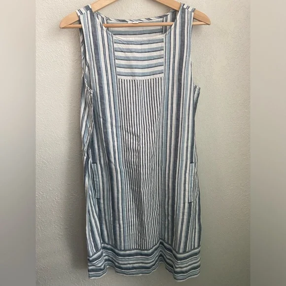 j jill striped linen dress J. JILL LOVE LINEN 100% LINEN STRIPED TIERED MAXI DRESS